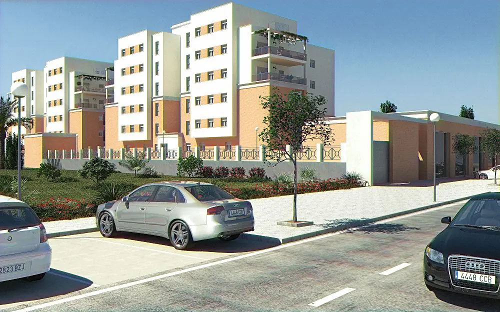 Vista exterior del conjunto residencial Regata desde la calle